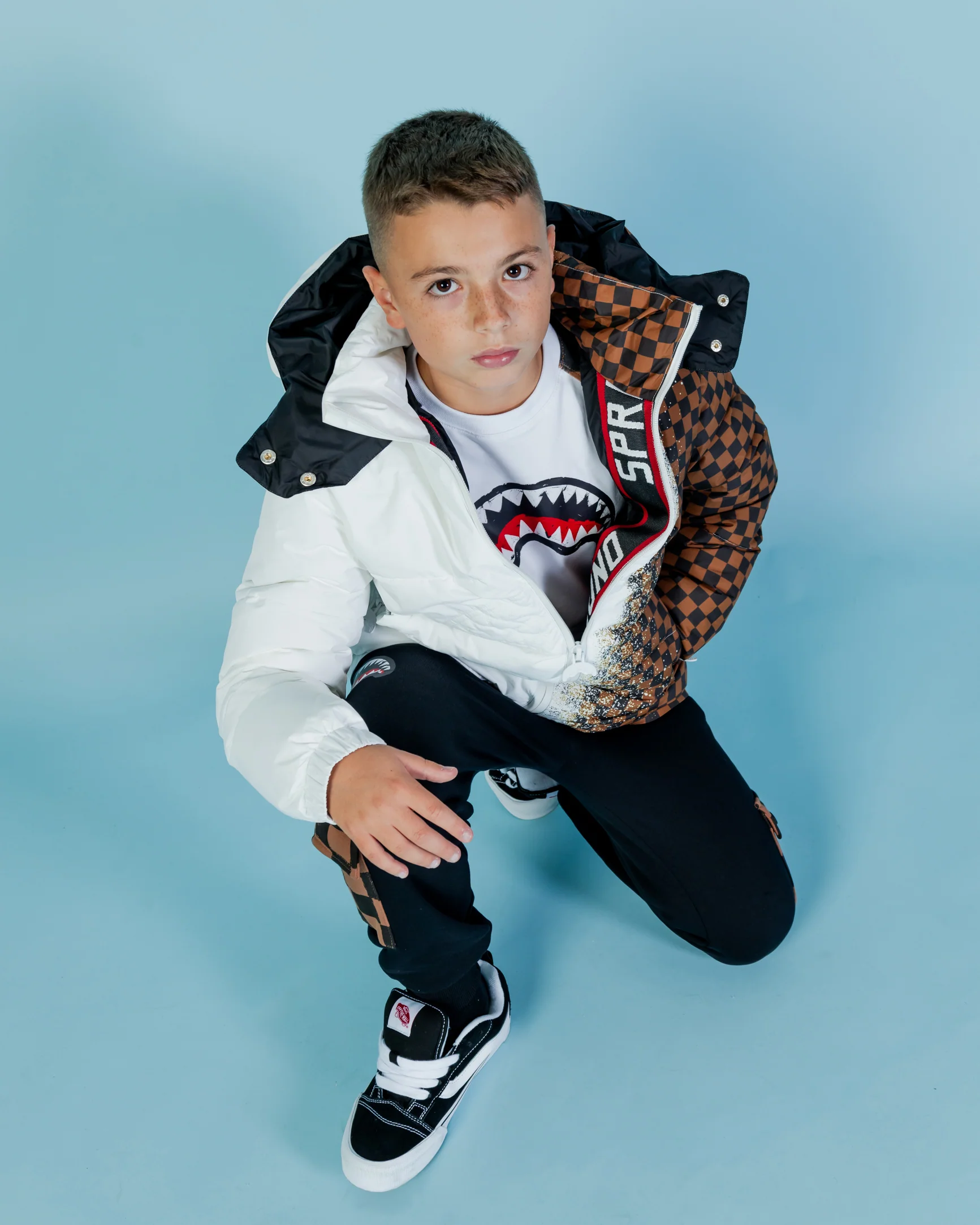 GREY CHECK DOWN JACKET - Image 2
