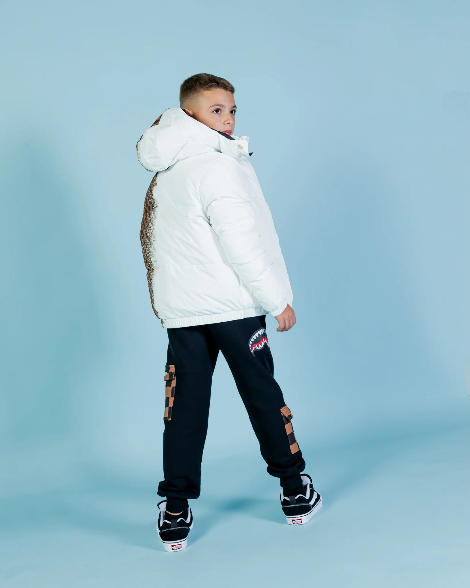 GREY CHECK DOWN JACKET - Image 7
