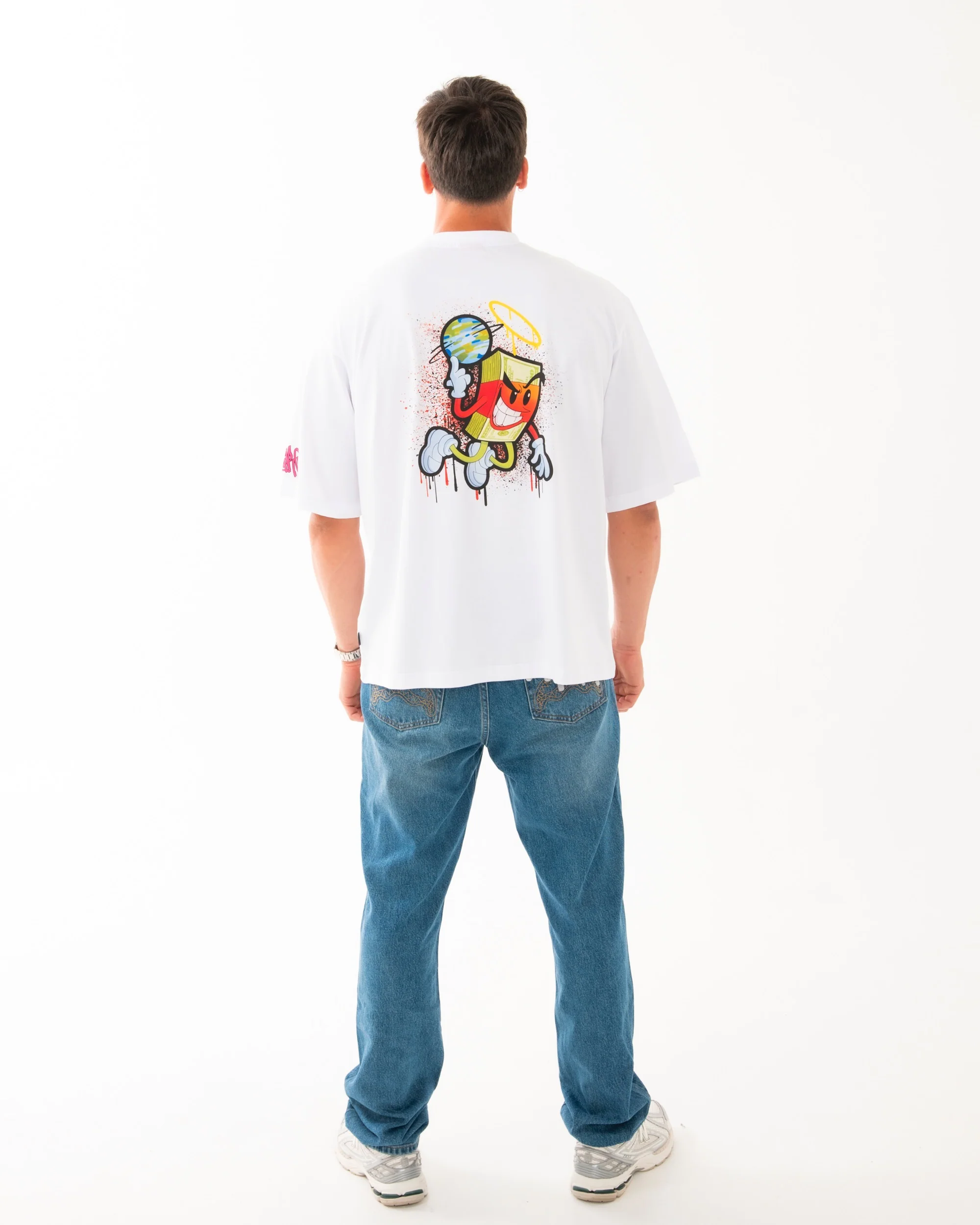 MONEY MAKES THE WORLD BOXY T-SHIRT WHT - Image 4