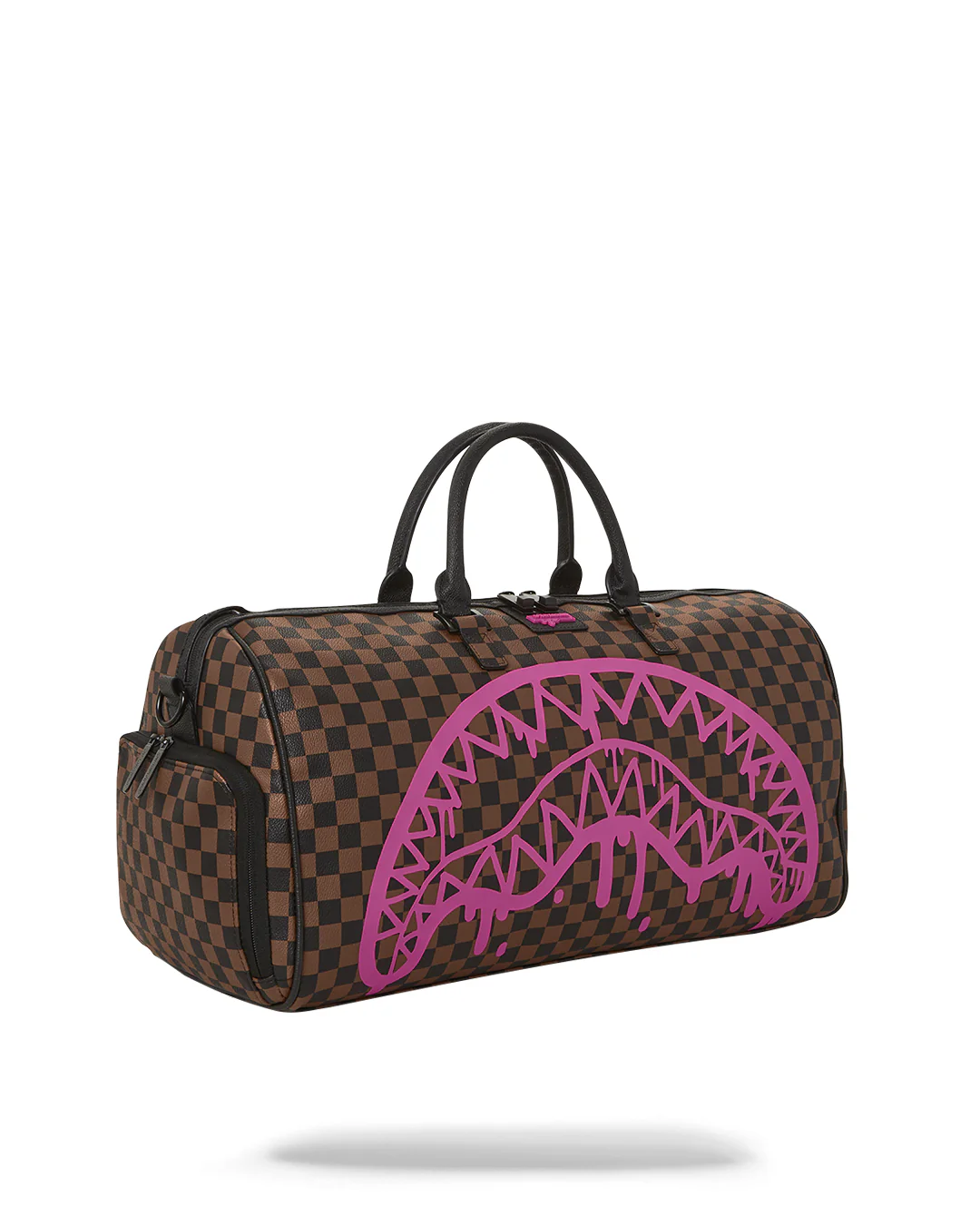 Pink Drip Brown Check Duffle - Image 3