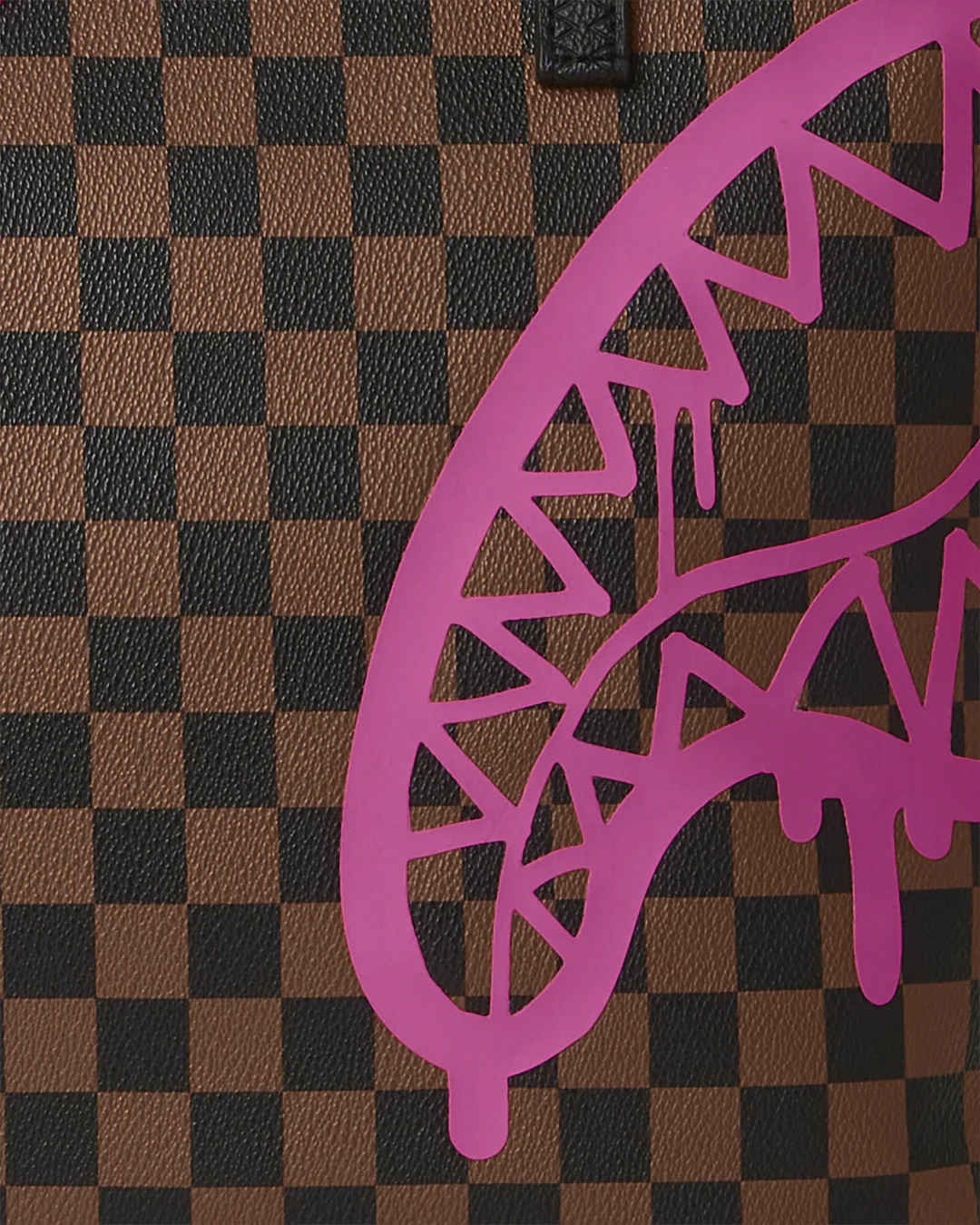 Pink Drip Brown Check Tote Bag - Image 6
